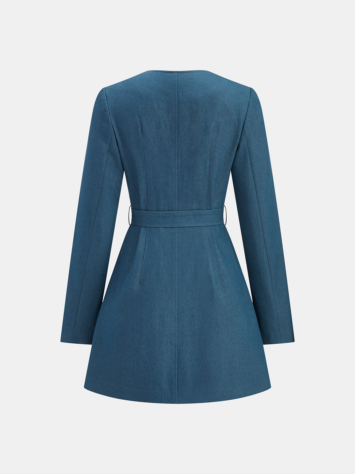 Square-Neck Belted Metal Button Mini Dress