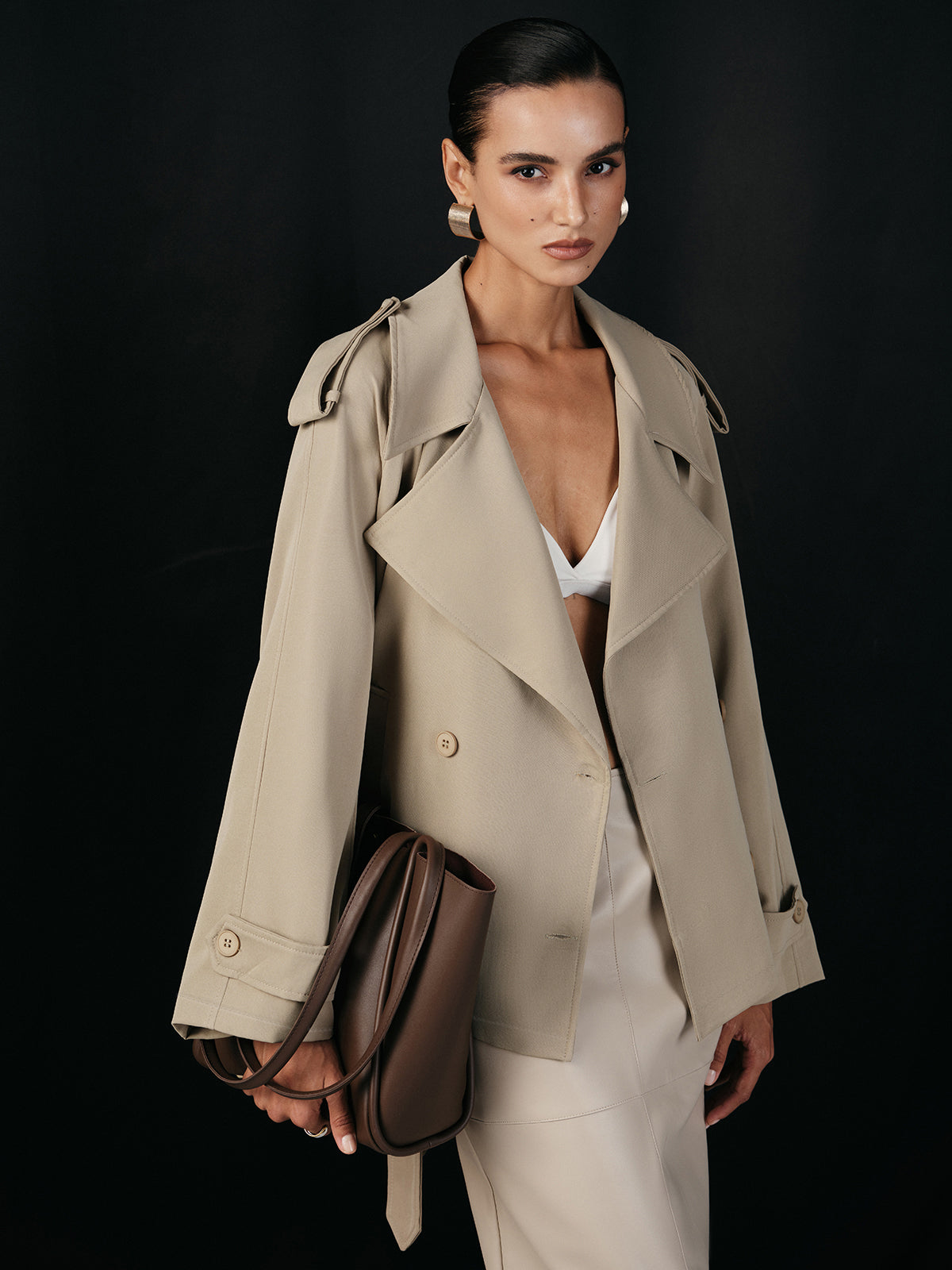 Wide Lapel Belted Trench Coat