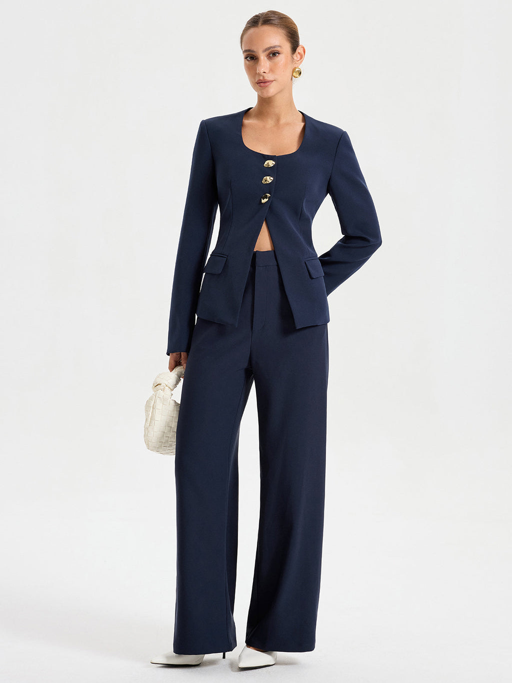 Hochtaillierte Hose mit geradem Bein
