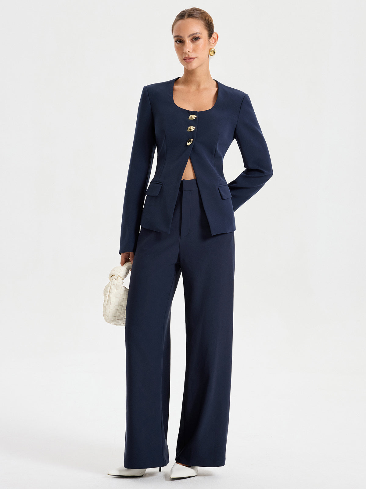 Pantalon droit taille haute