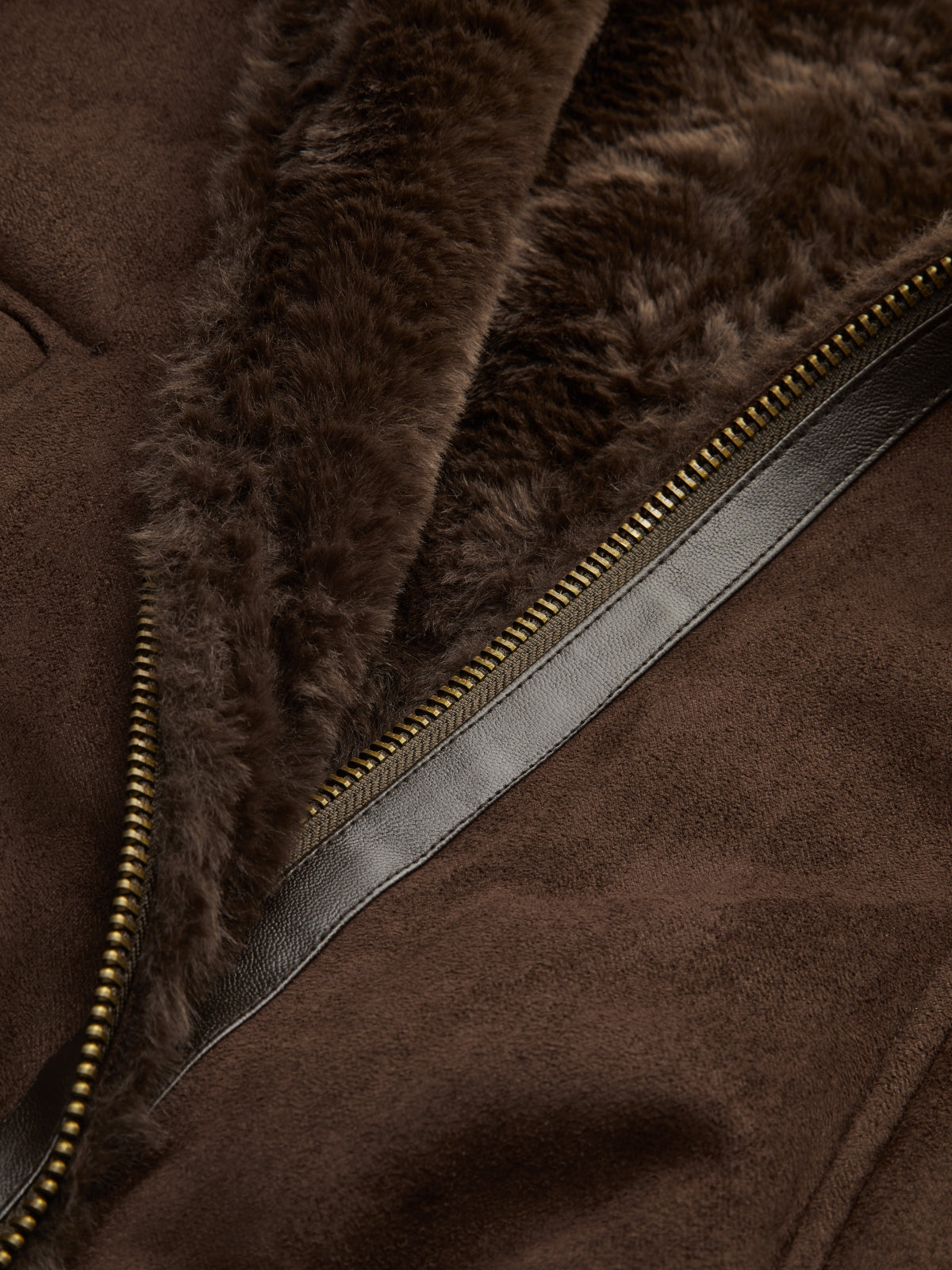 Faux Leather Trim Shearling Jacket