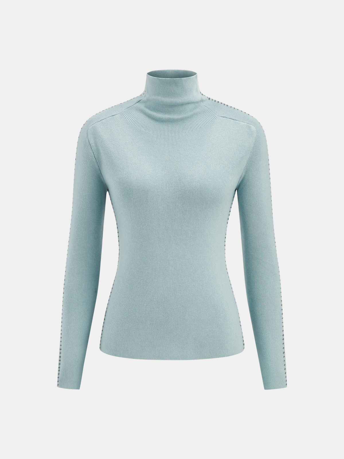 Rollkragenpullover aus Wollmischung mit Kontrastnähten