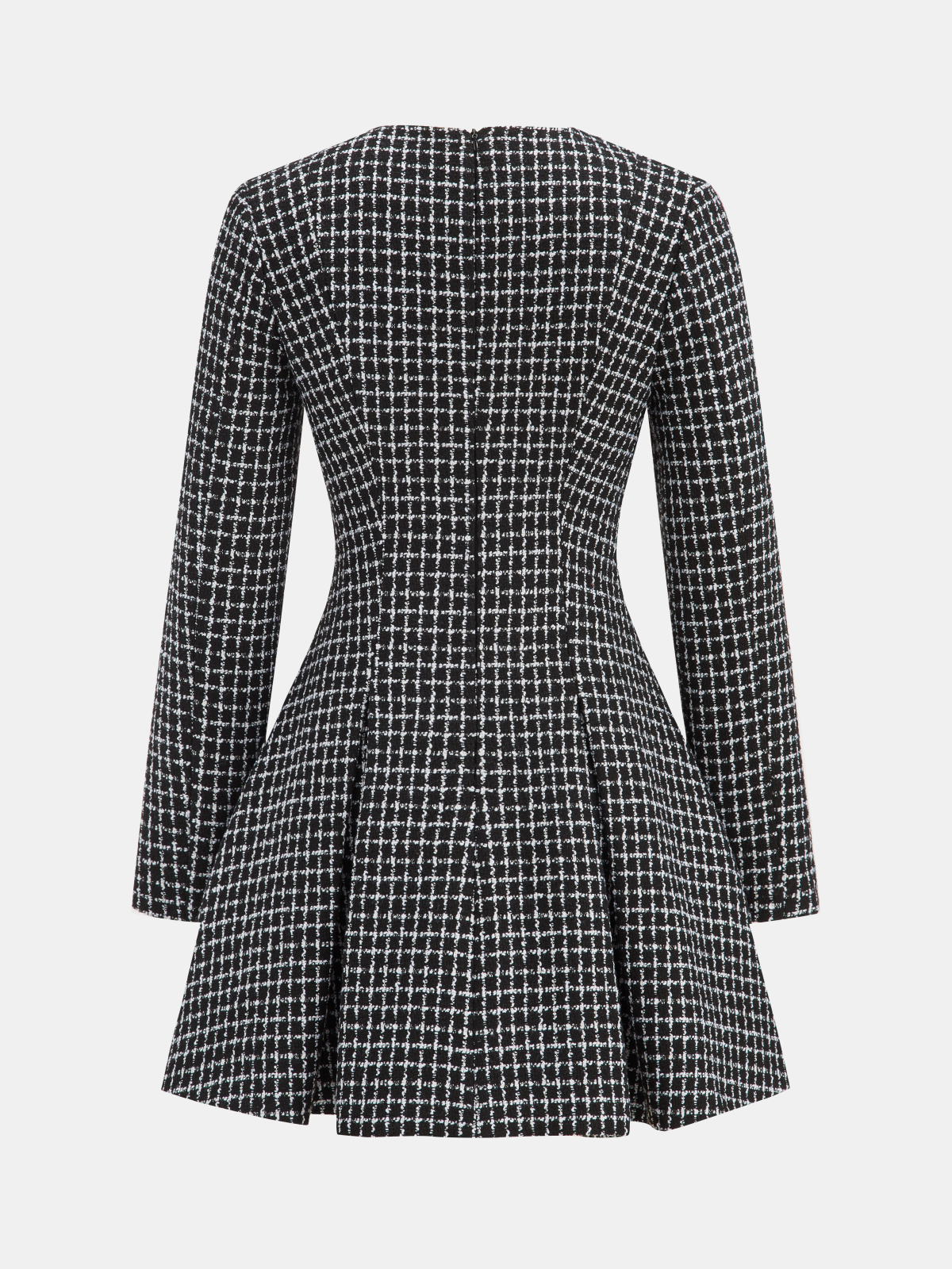 Plaid Metal Button A-Line Mini Dress