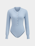 Body en maille à col Henley et patte de boutonnage