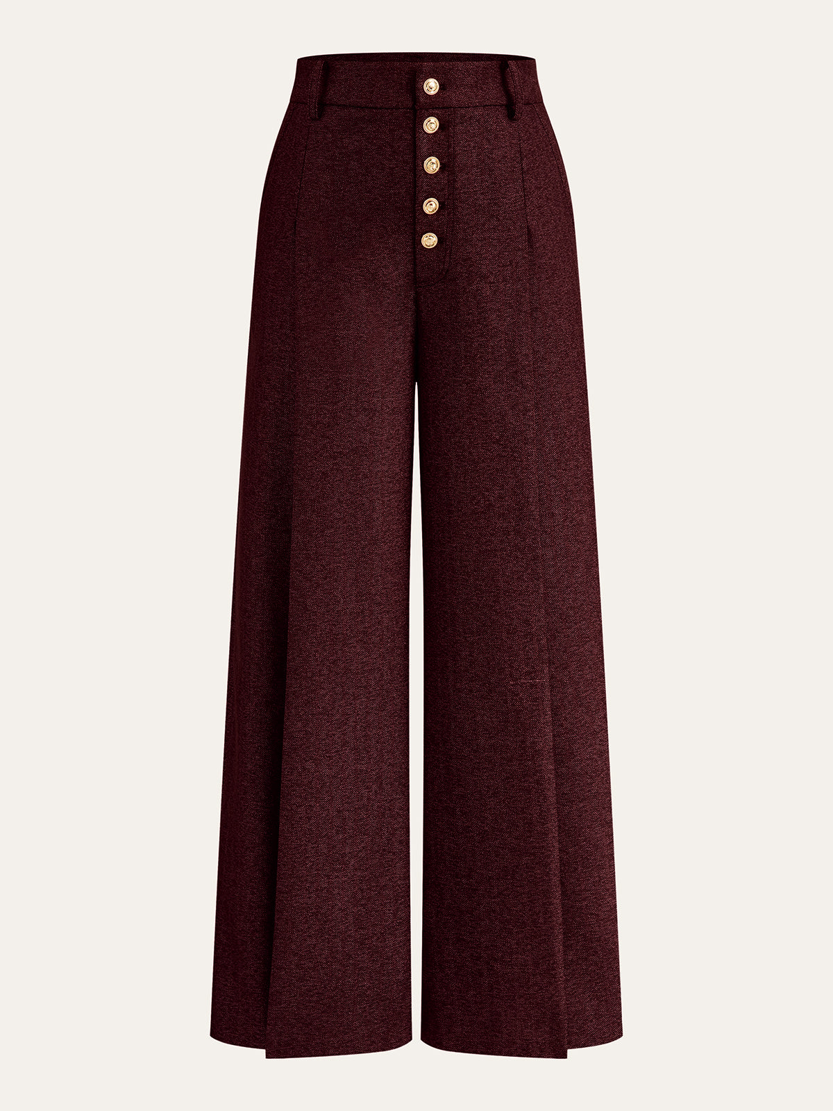 High-Waisted Button-Front Wide-Leg Pants