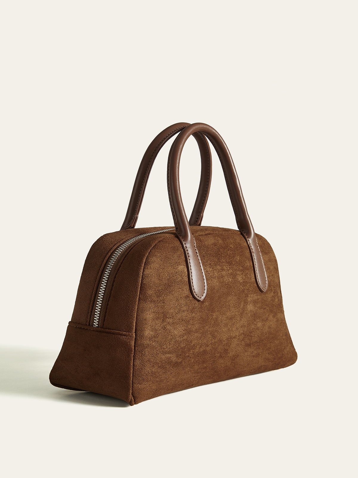 Suede Dome Top Handle Bag