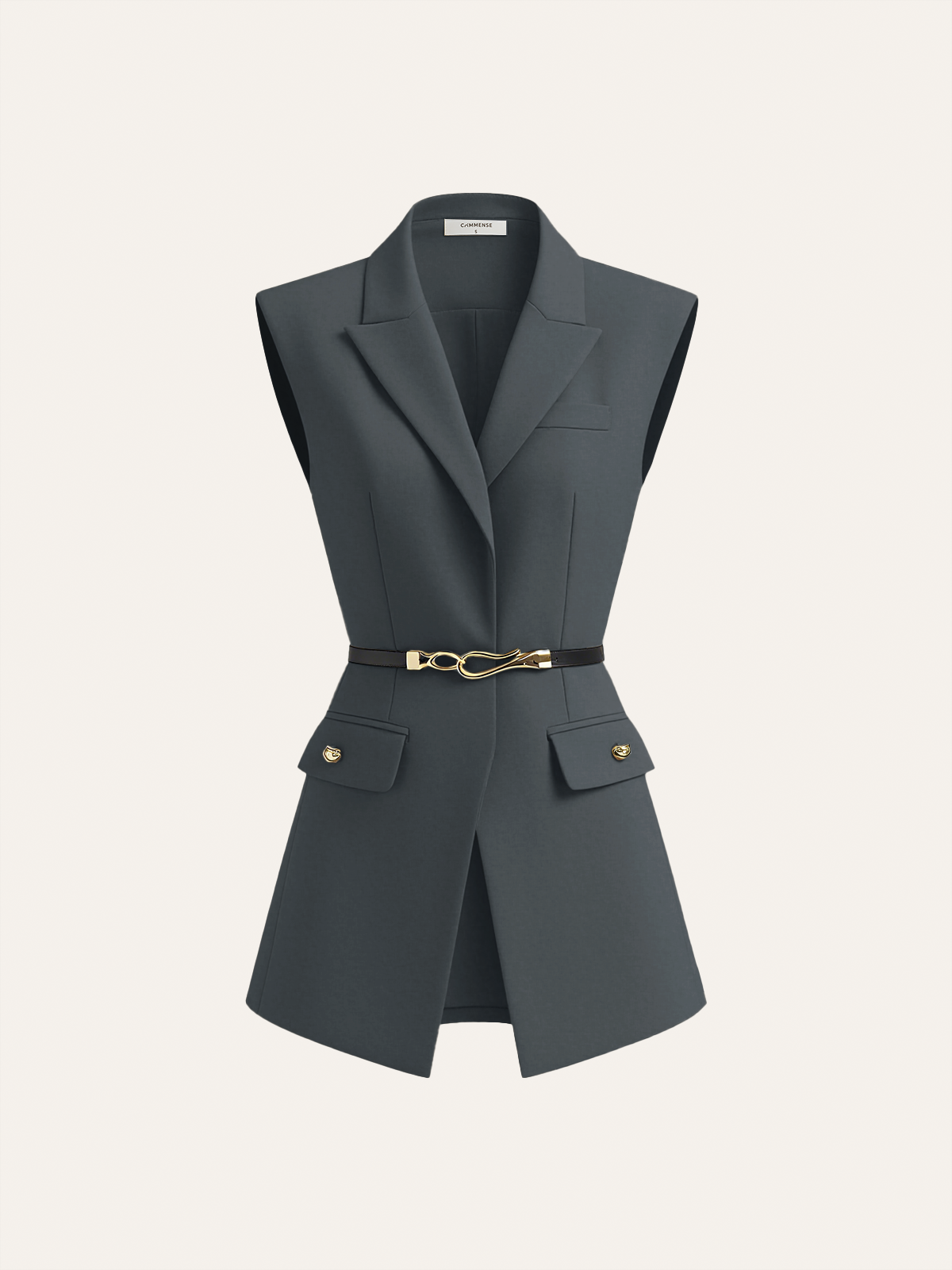 Weste mit Gürtel und kurzen Ärmeln 