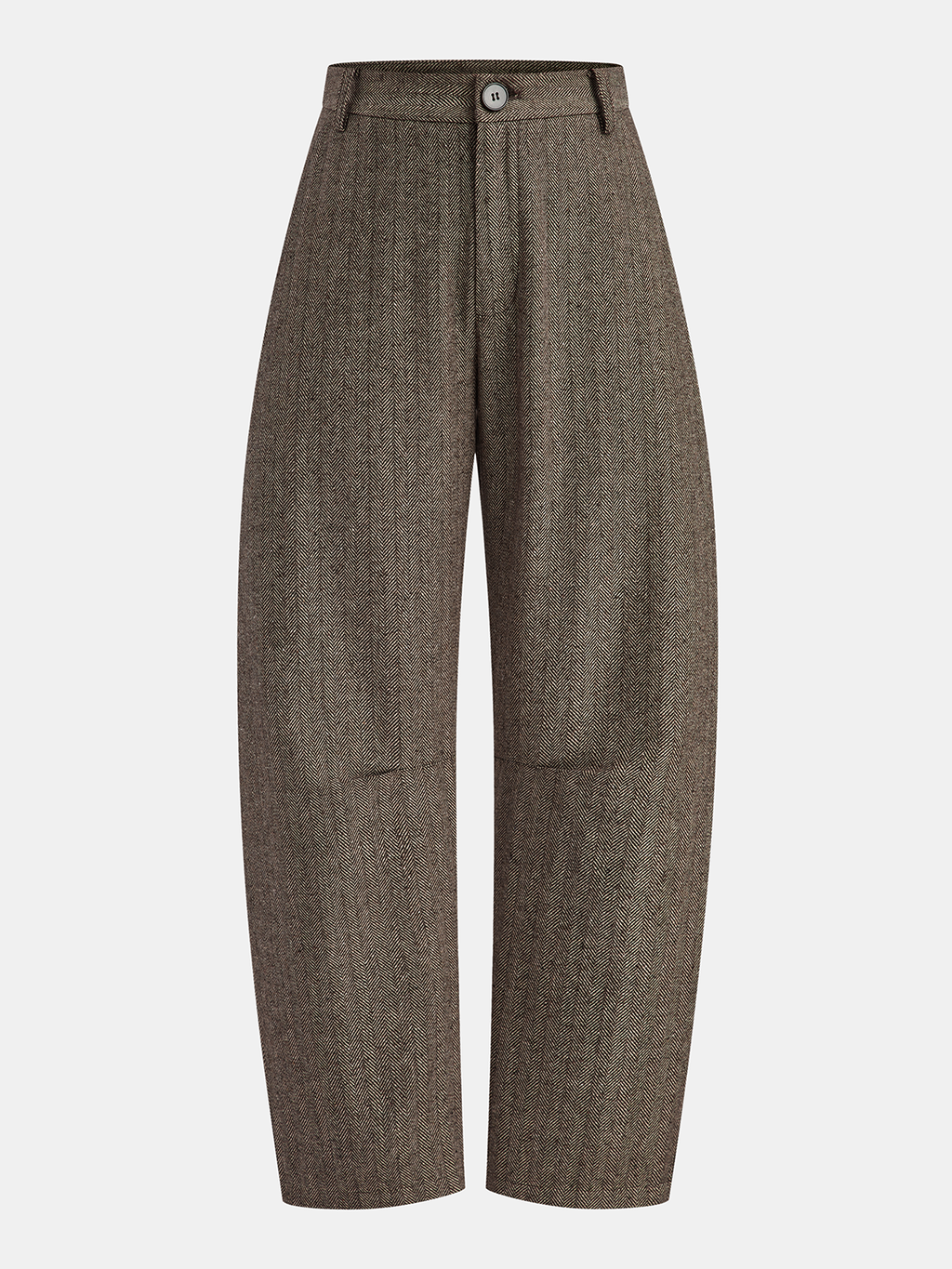 Mid-Waist Hose mit Fischgrätmuster und gekrümmtem Bein