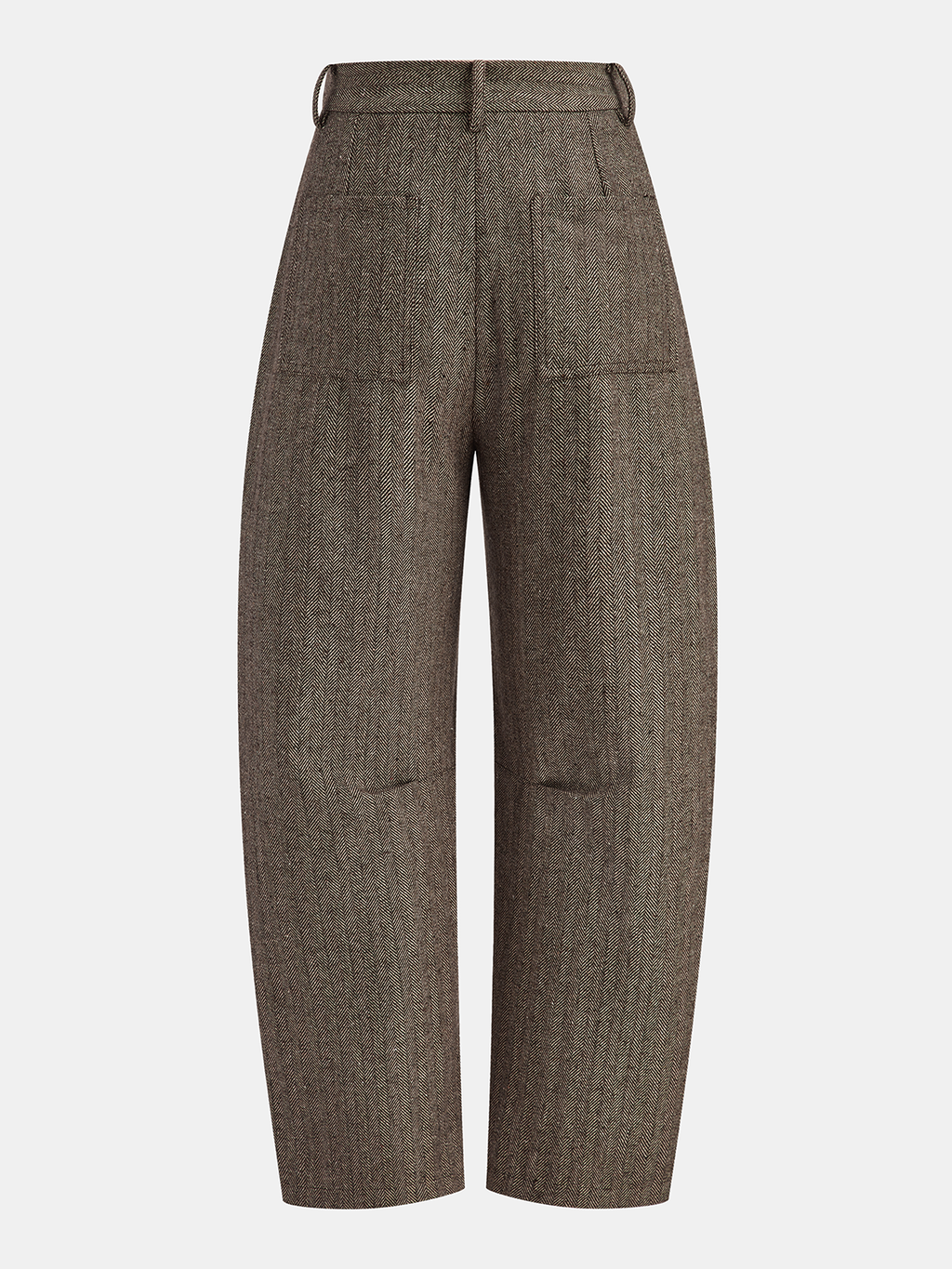 Mid-Waist Hose mit Fischgrätmuster und gekrümmtem Bein