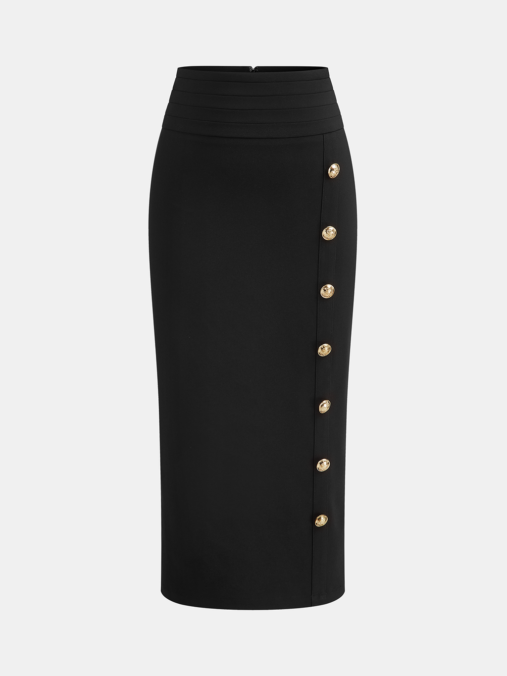 Metal Decor Midi Pencil Skirt