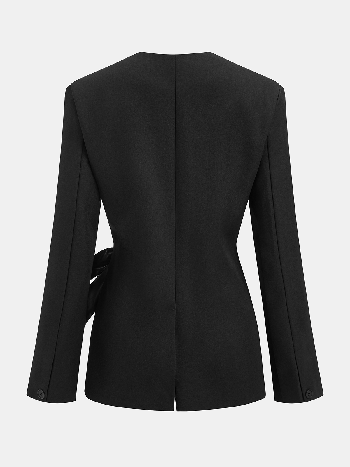 Wrap Front Faux Leather Bow Detail Blazer