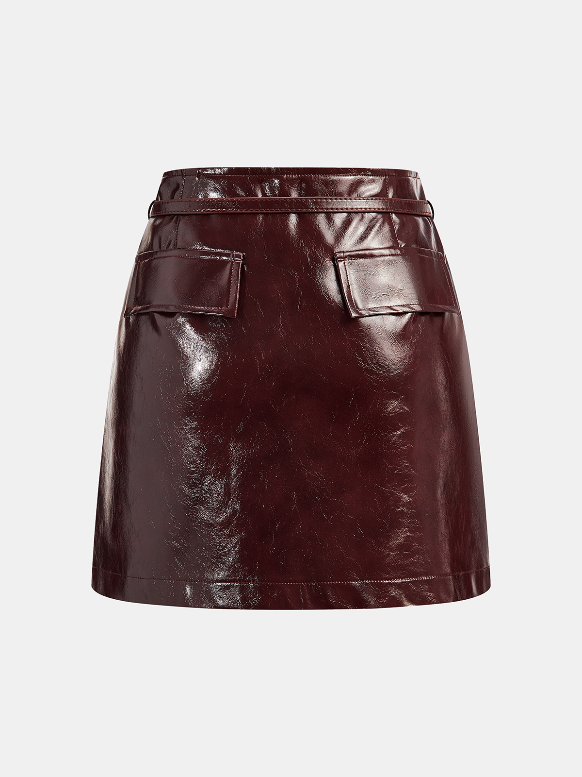 Belted Faux Leather Mini Skirt