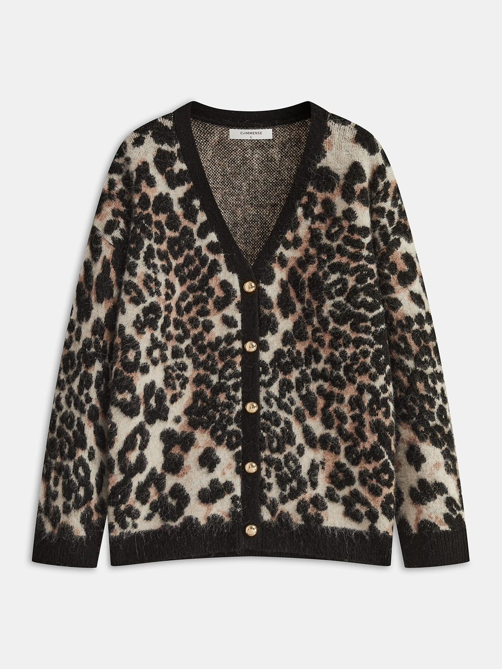 Cardigan aus Wollmischung mit Leopardenmuster und Metallknöpfen