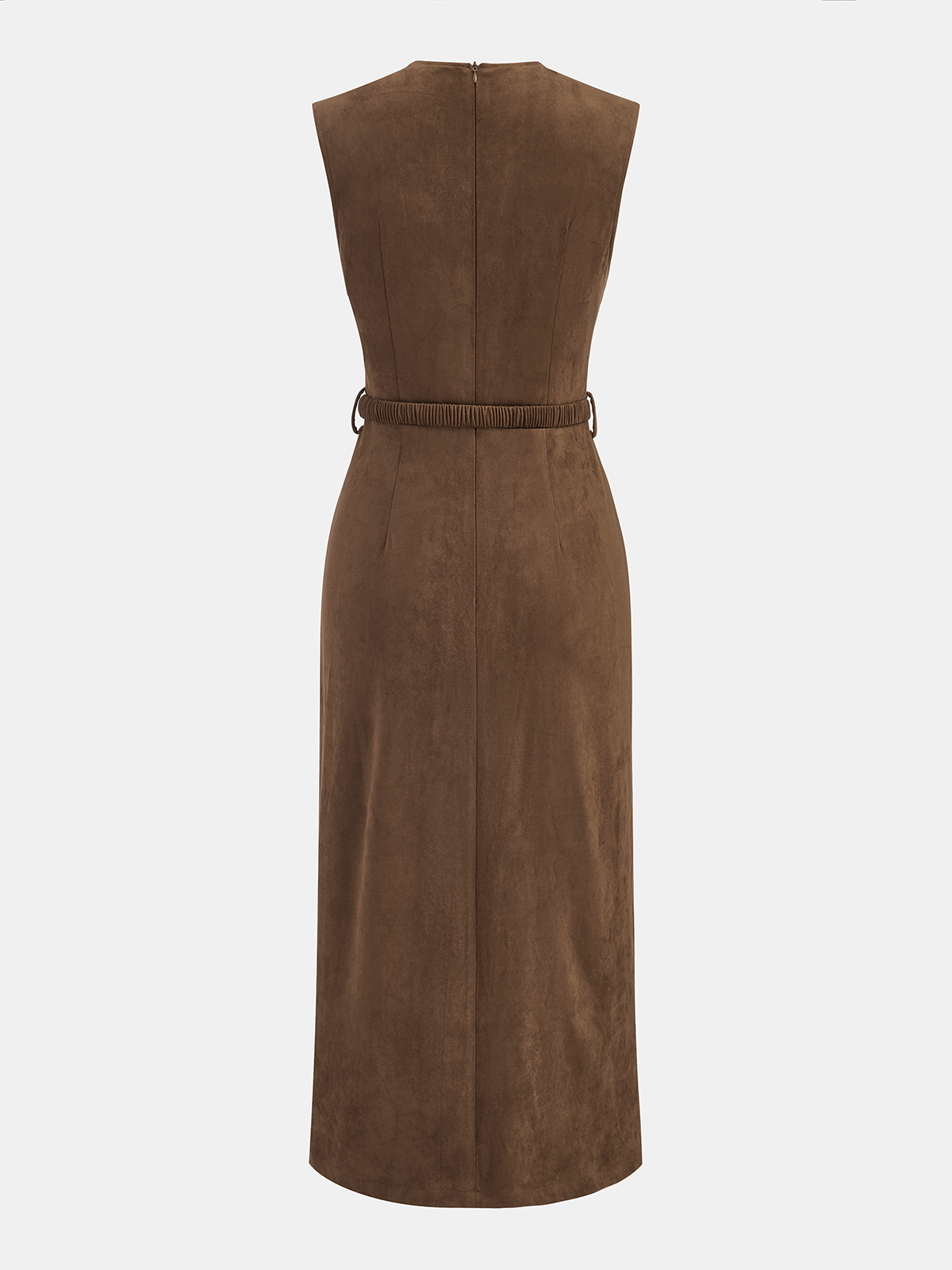 Ärmelloses Midikleid aus Wildlederimitat mit Gürtel