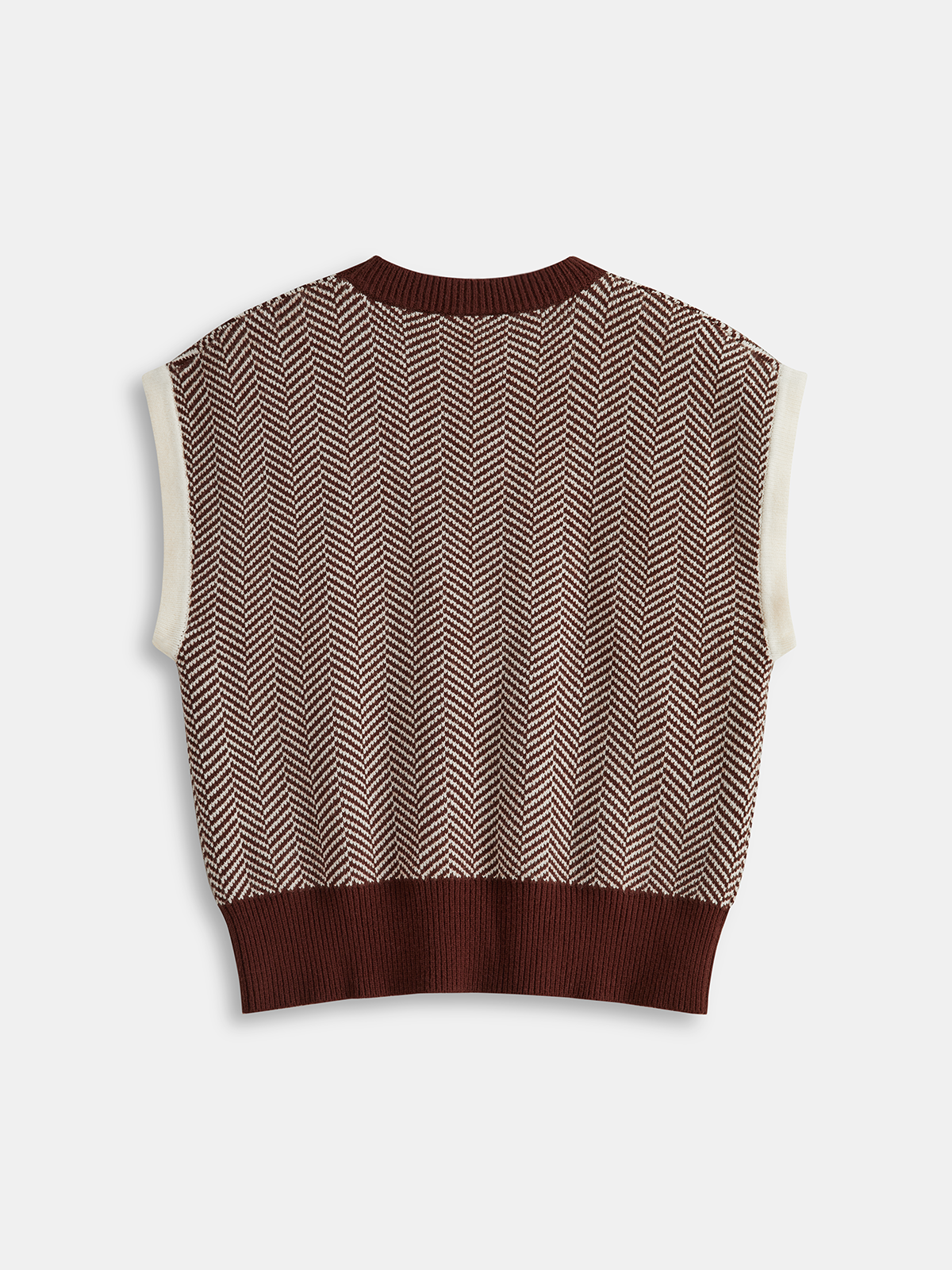 Herringbone Pattern Sleeveless Knit Vest