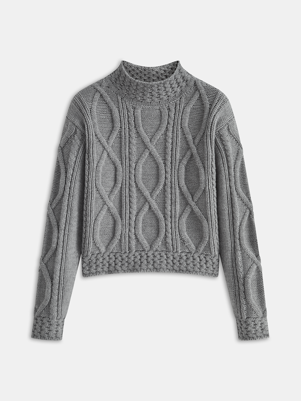 Pull à col montant en tricot torsadé