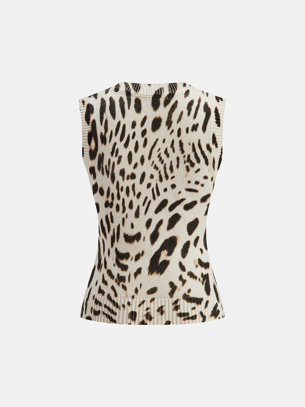 Wool-Blend Leopard Print Knit Vest