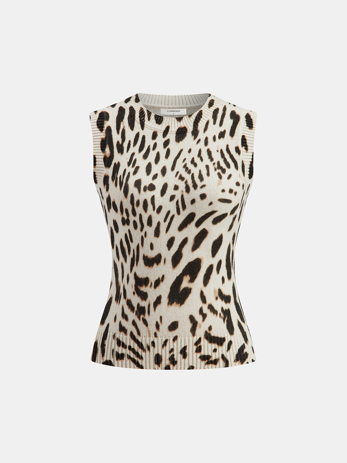 Wool-Blend Leopard Print Knit Vest