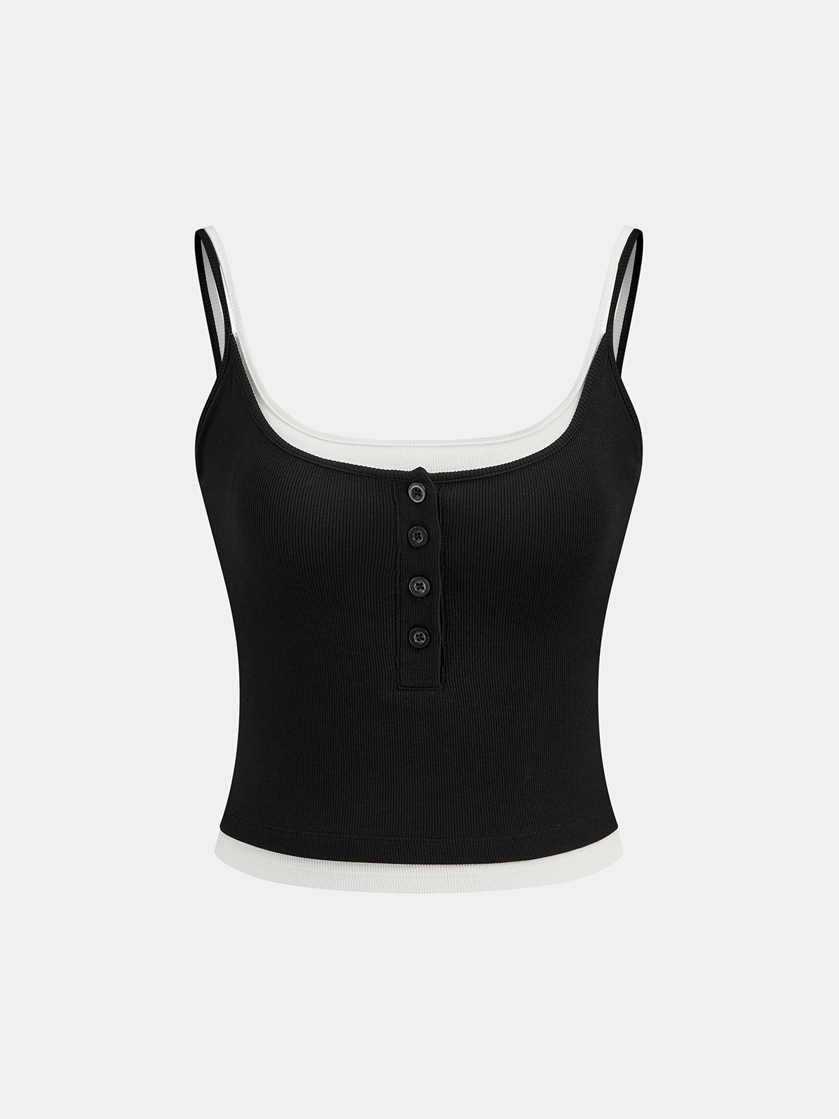 BH-freies Henley-Cami-Top mit Kontrastbesatz