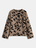 Strickpullover mit Leopardenmuster und Schleifendetail