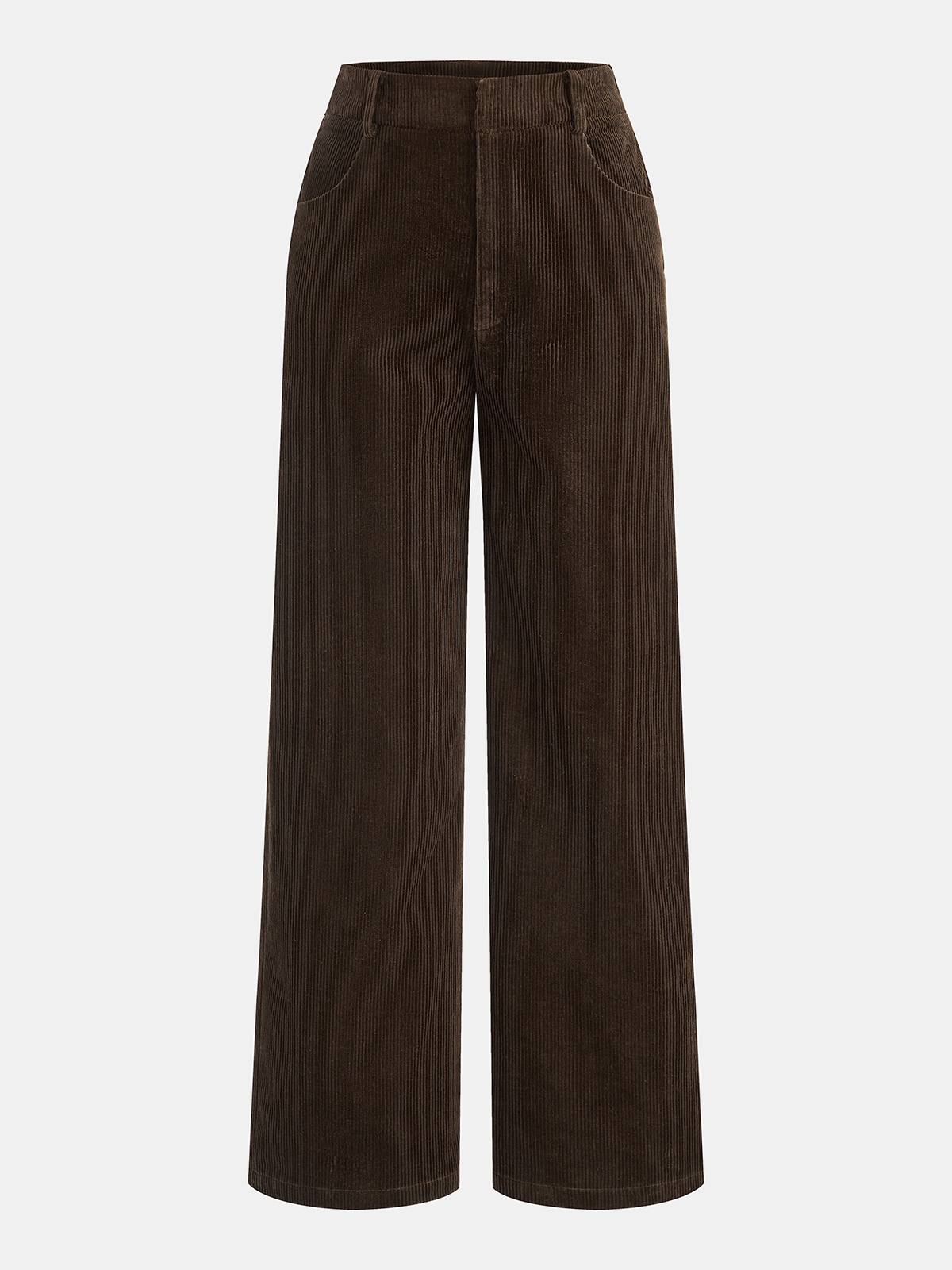 Mid-Waist Corduroy Straight-Leg Pants