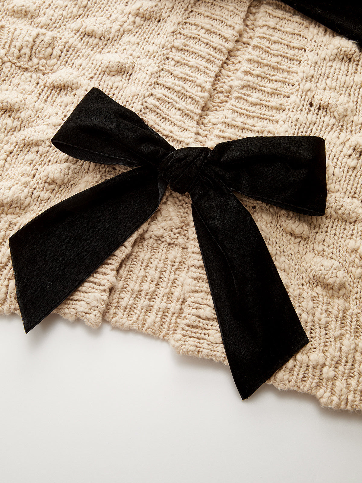 Bow Detail Textured Knit Cardigan