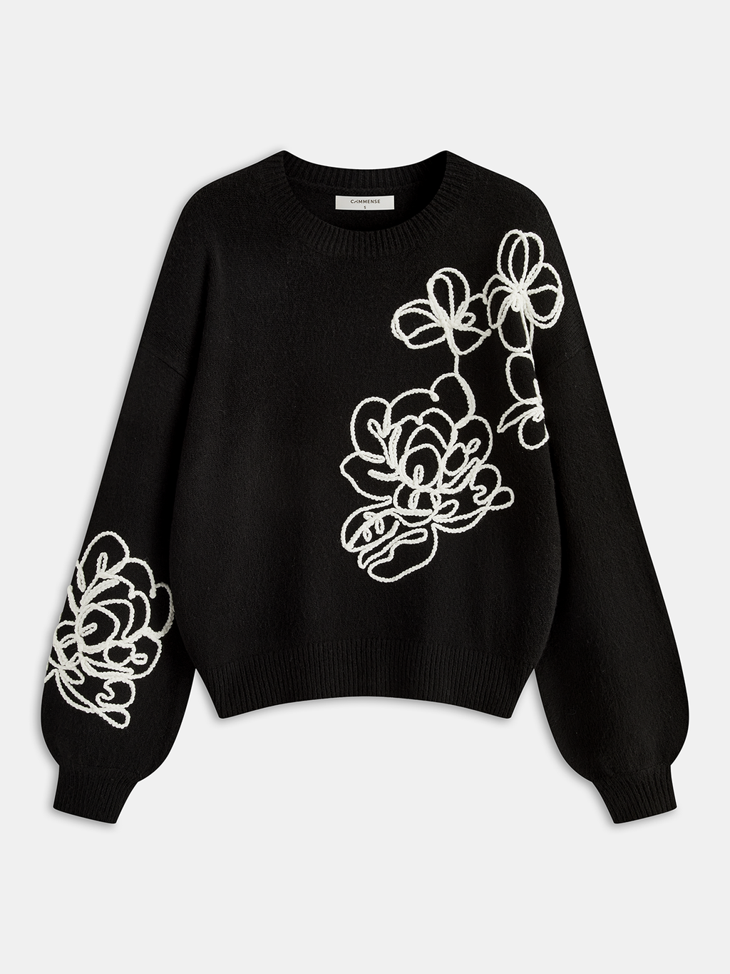 Floral Embroidery Wool-Blend Sweater