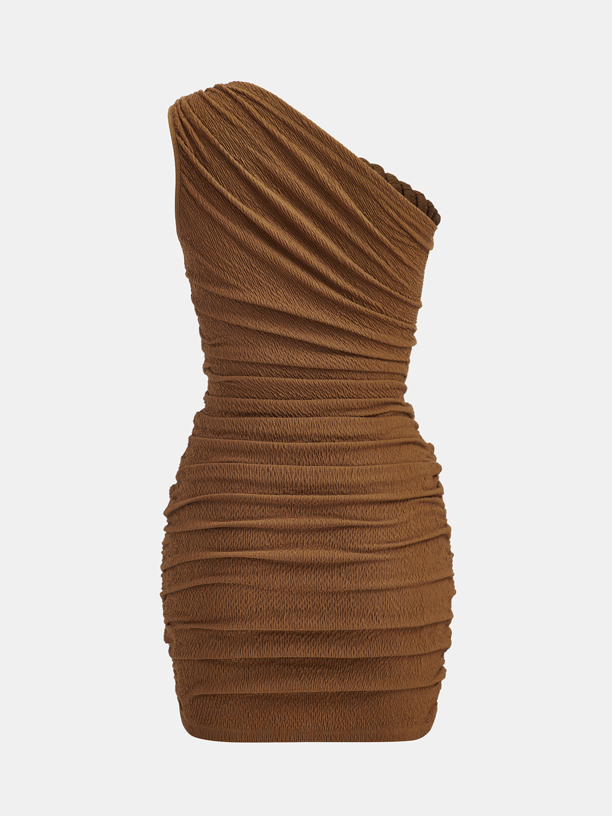 Robe courte froncée à une épaule avec cordelette