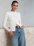 Mock Neck Button Long Sleeve T-Shirt