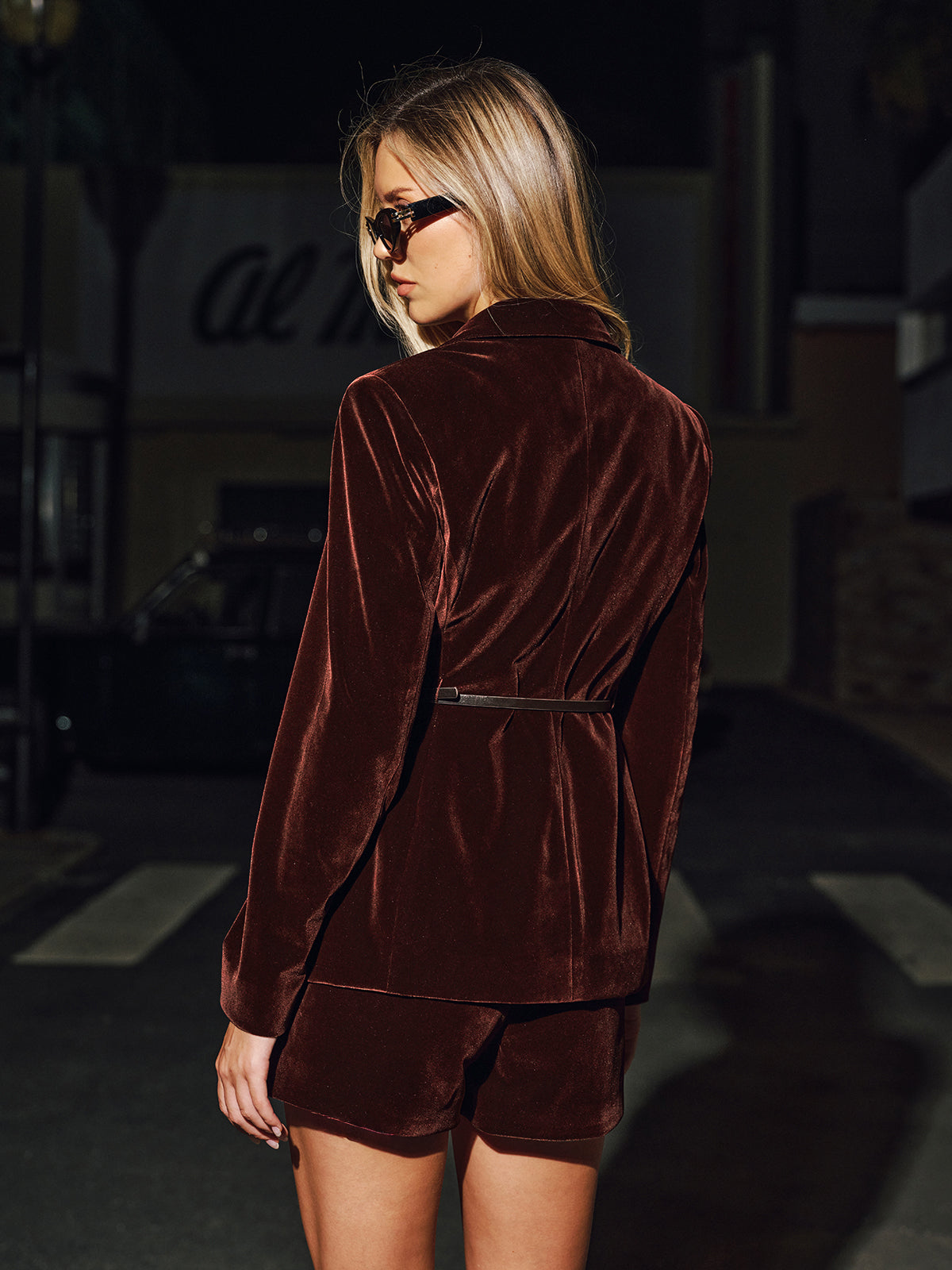 Velvet Belted Blazer