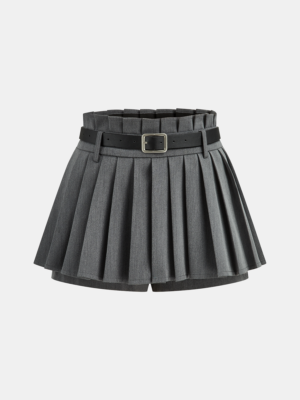 Jupe-culotte plissée taille mi-haute avec ceinture