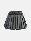 Jupe-culotte plissée taille mi-haute avec ceinture