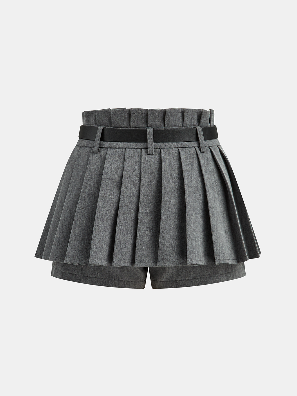 Jupe-culotte plissée taille mi-haute avec ceinture