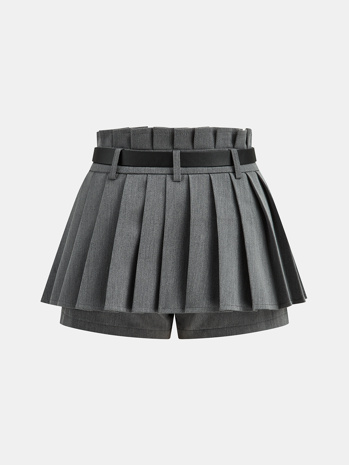 Plissierter Gürtel-Skort mit mittlerer Leibhöhe