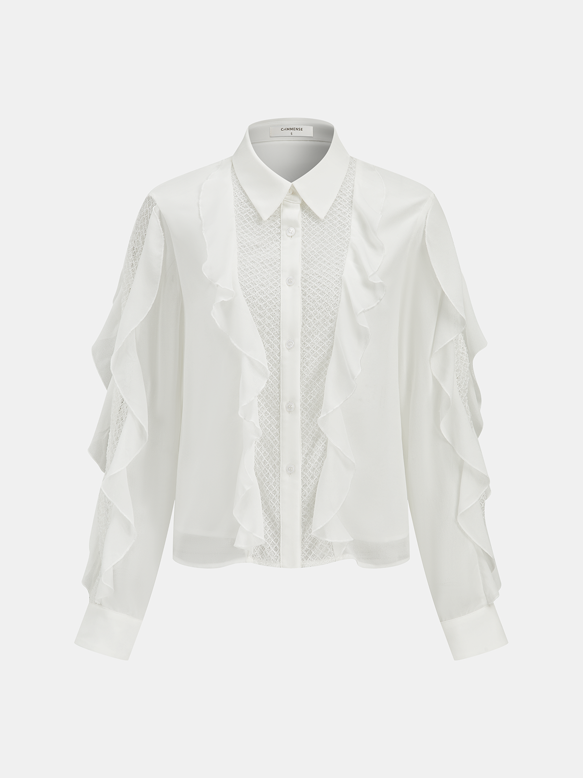 Ruffled Shirt and Midi Skirt Set with Belt