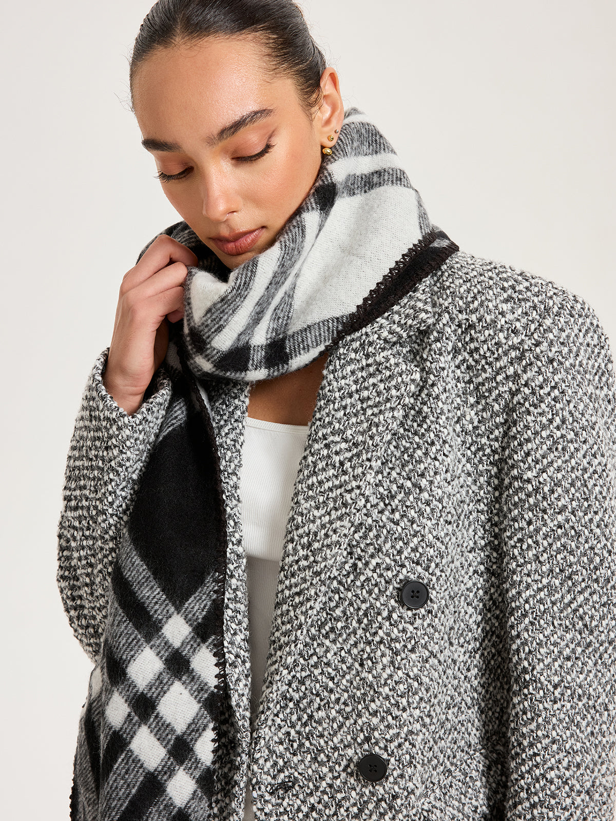 Plaid Faux Cashmere Scarf