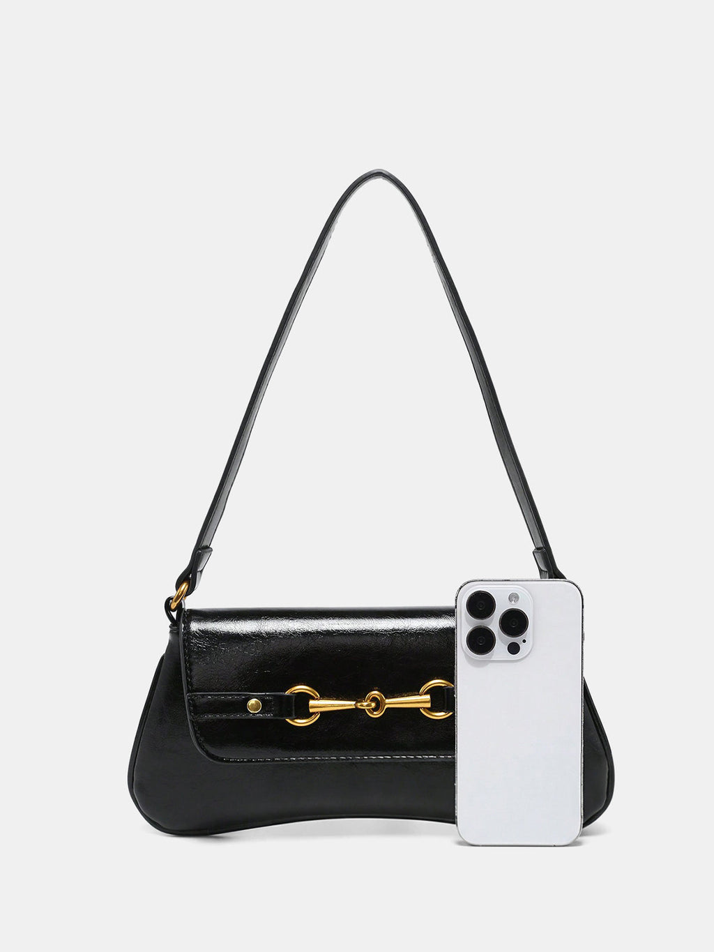 Horsebit PU Leather Shoulder Bag