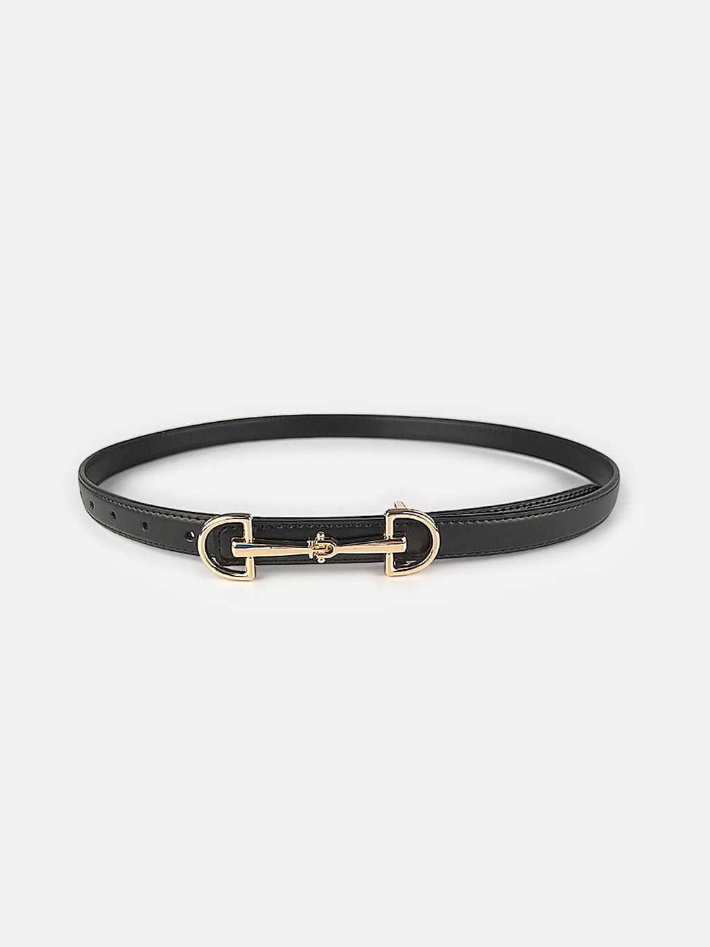 Horsebit Buckle Leather Thin Belt