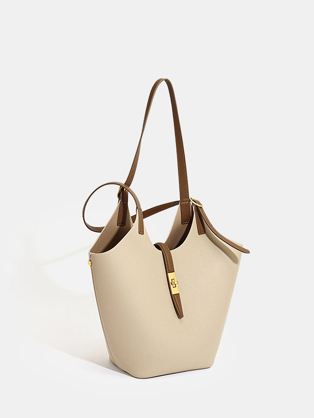 Sac cabas en similicuir avec bandoulière contrastante
