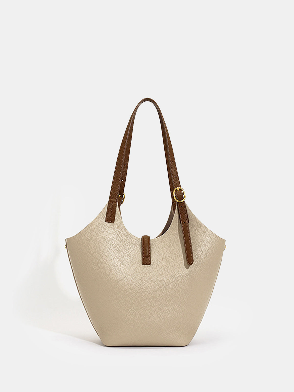 Contrast Strap Faux Leather Tote Bag
