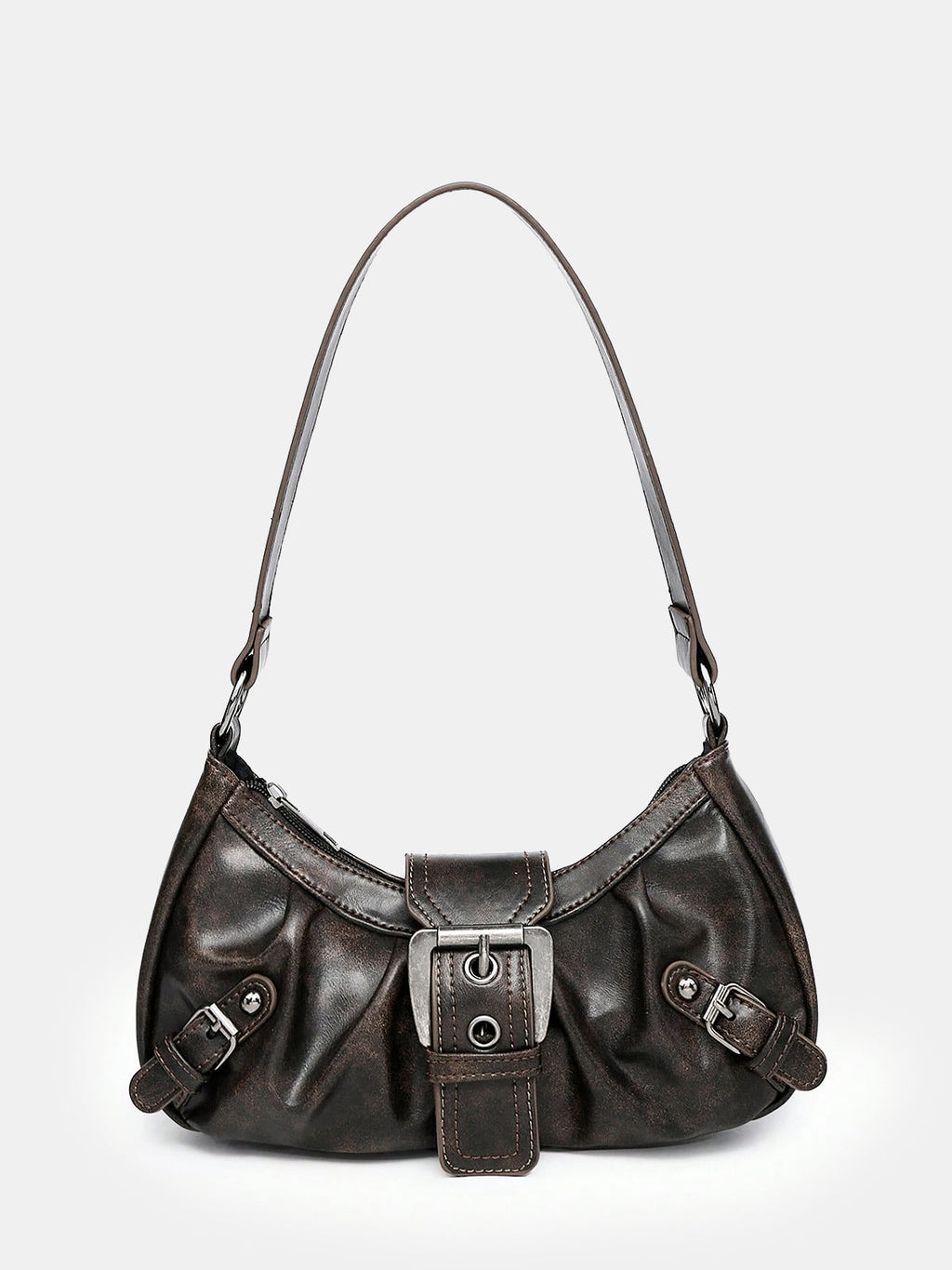 Vintage Hobo-Bag aus Kunstleder mit Schnallenakzenten