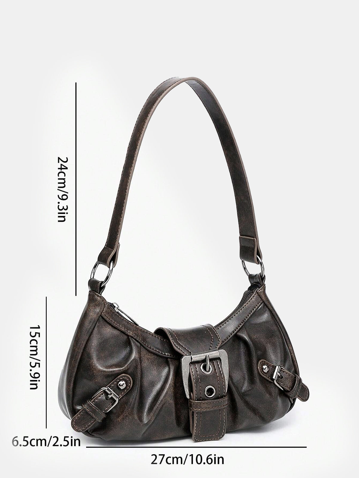 Vintage Hobo-Tasche aus Kunstleder mit Schnallenverzierung 