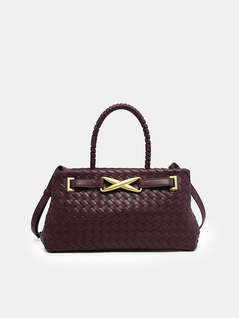 Gewebte Handtasche aus Kunstleder mit Griff