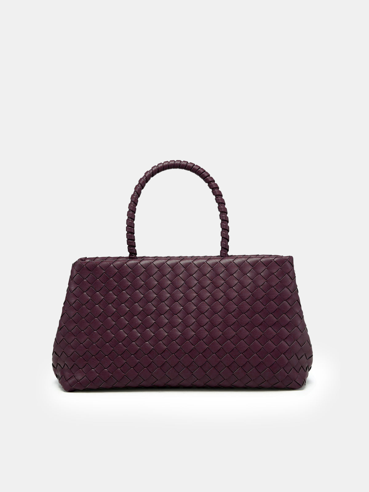 Woven Faux Leather Top Handle Bag
