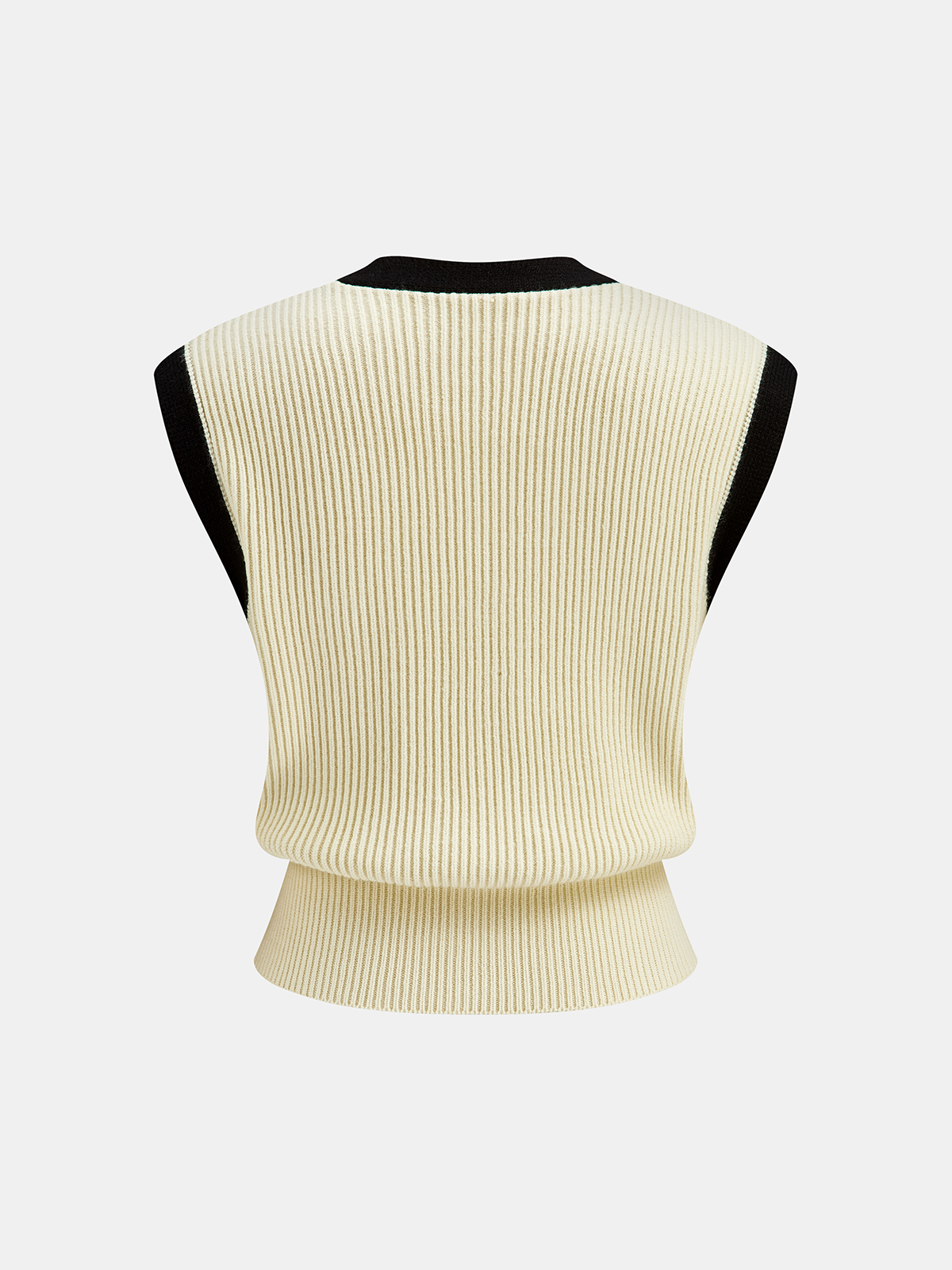 Contrast Trim Ribbed Knit Vest