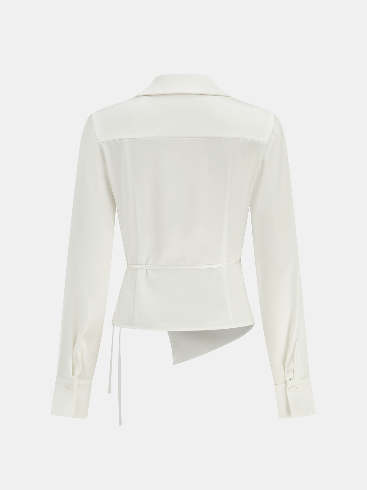 Lapel Collar Tie Satin Wrap Shirt