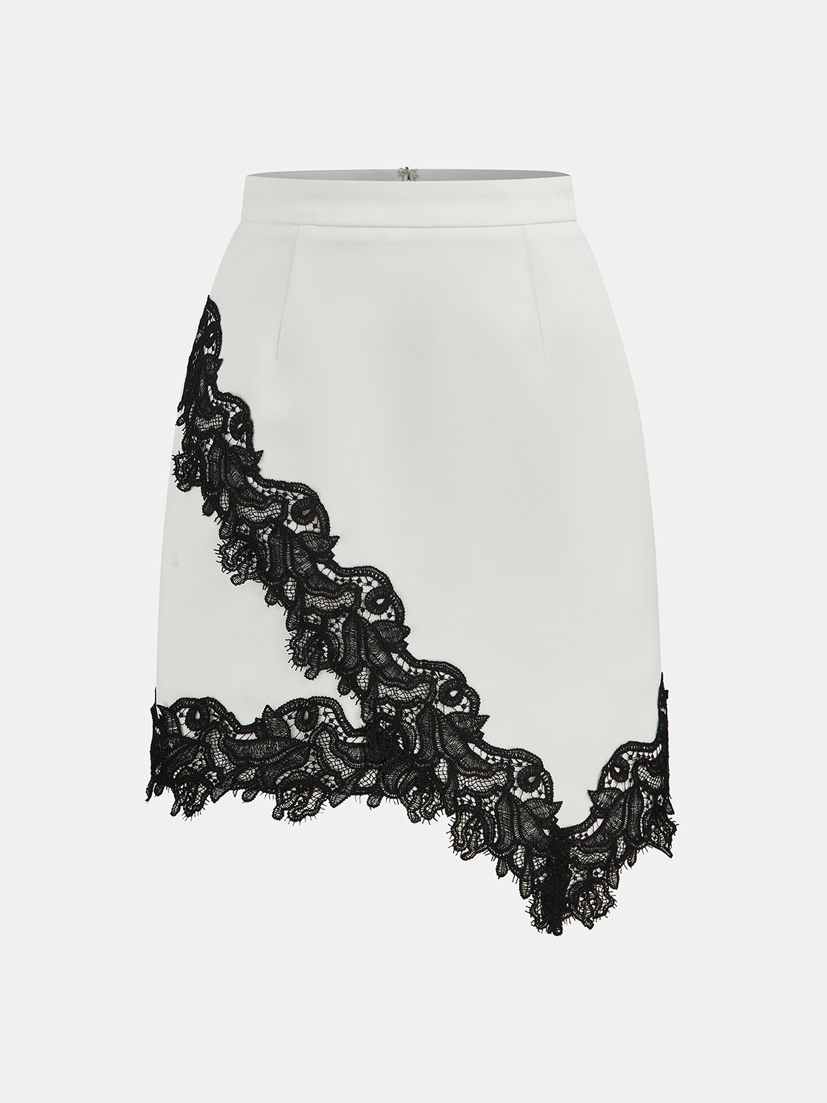 Satin-Wickelrock mit Spitzenbesatz