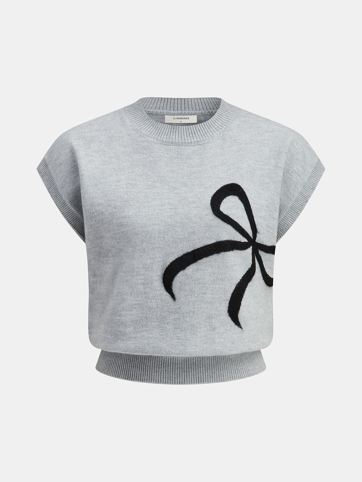 Bow Detail Cap Sleeve Knitted Vest