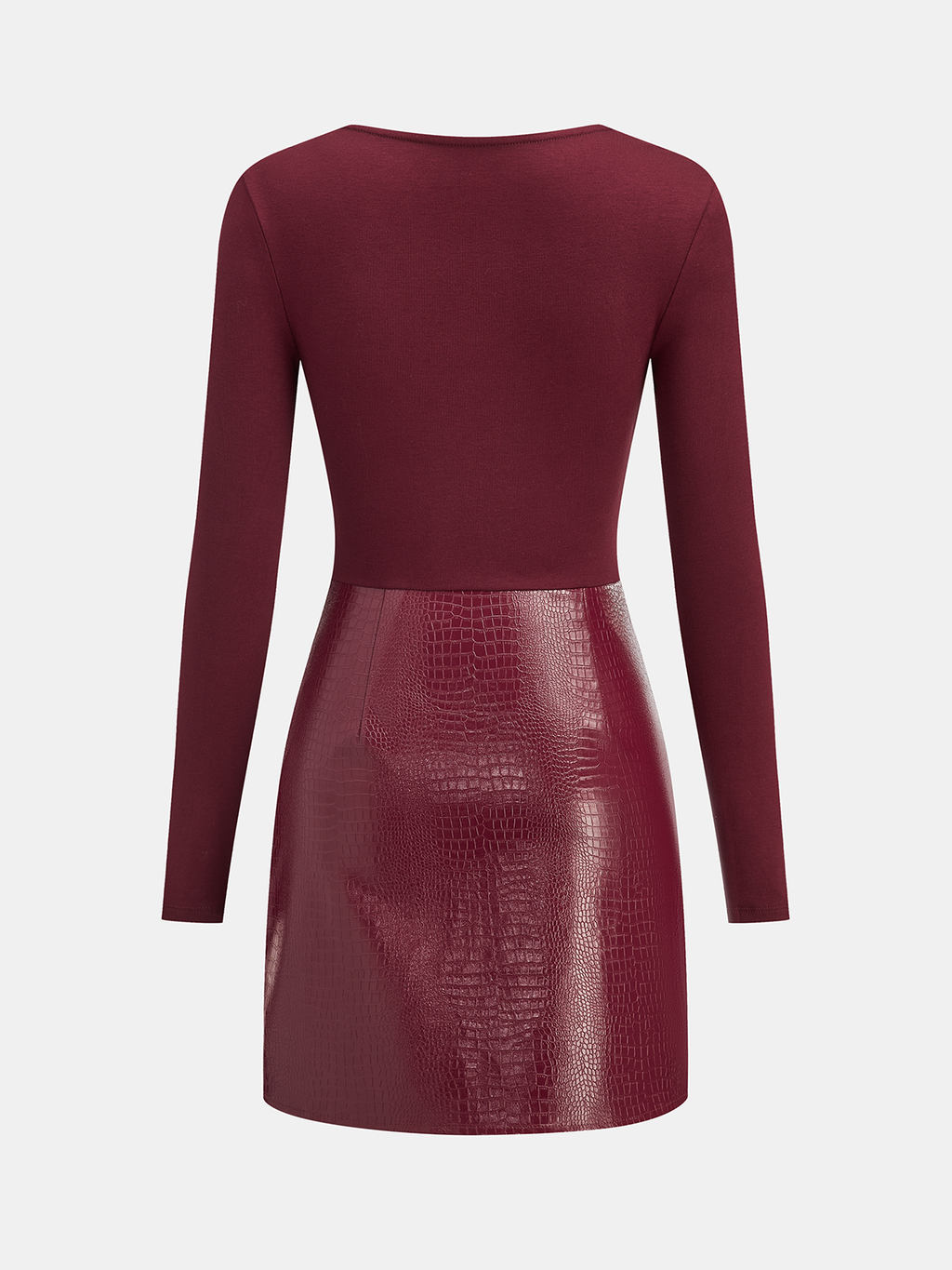 Mini-Strickkleid mit Kunstleder-Einsätzen