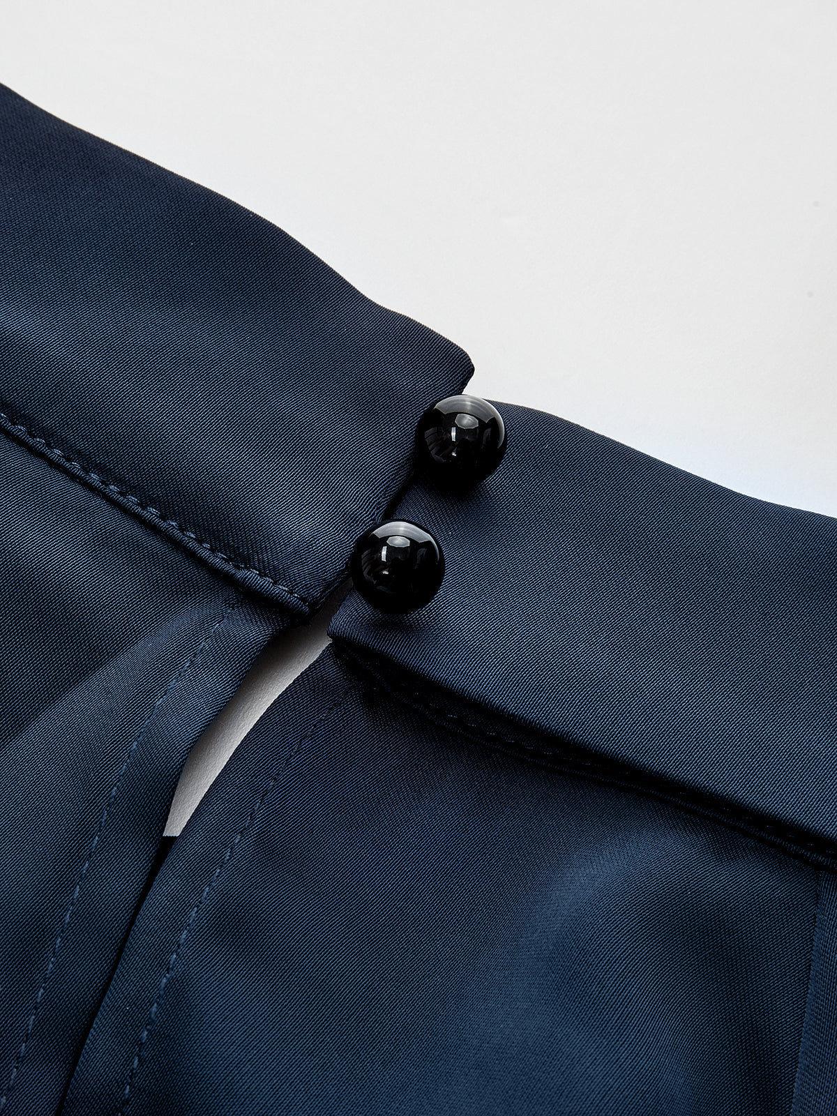 Keyhole Neck Bishop Sleeve Satin Blouse